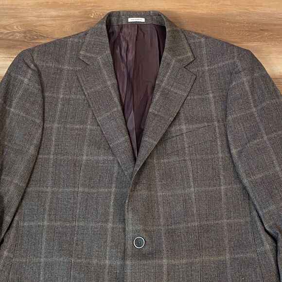 Joseph Abboud Blazer Men 42L Wool Gray Glen Plaid 2 Button Jacket - Picture 2 of 15